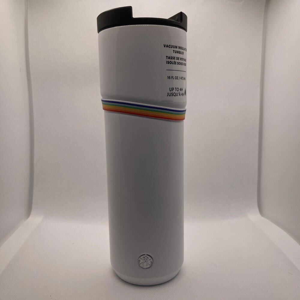 New Starbucks Pride Rainbow Stainless Steel Tumbler 16 Oz 2020 Limited White